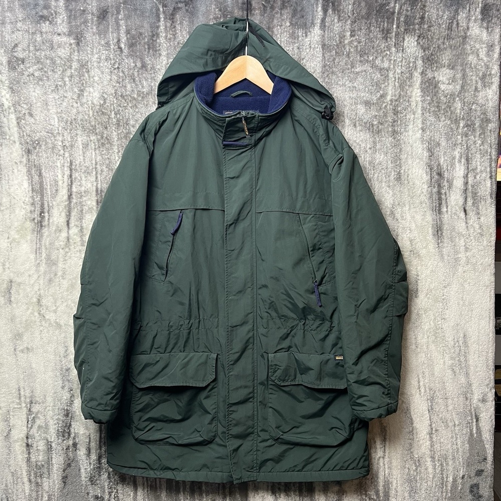 Vintage John Rich & Bros Woolrich Men's Green Fleece Lined Jacket Large